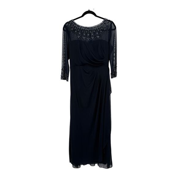 Alex Evenings Embellished Chiffon Evening Gown dress blue size 10P 10 Petite - Picture 2 of 8